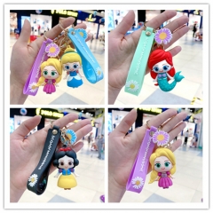 5 Styles Snow White/Tangled Rapunzel/Beauty and the Beast Belle Cosplay Cartoon Character Anime Figure Keychain