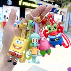 4 Styles SpongeBob SquarePants Cosplay Cartoon Character Anime Figure Keychain