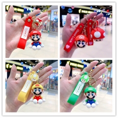 6 Styles Super Mario Bro Cosplay Cartoon Character Decorative Anime Figure Keychain