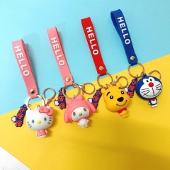 4 Styles Disney Pooh Bear/Hello Kitty/My Melody/Doraemon Cosplay Cartoon Character Decorative Anime Figure Keychain