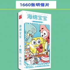 SpongeBob SquarePants Cartoon Postal Card Sticker Wholesale Anime Postcard 1660pcs/set
