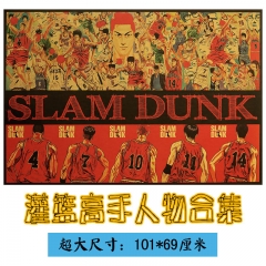 101*69cm Slam Dunk Cartoon Placard Home Decoration Retro Kraft Paper Anime Poster