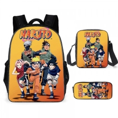 13 Styles Naruto Polyester Canvas School Student Anime Backpack+Shoulder Bag+Pencil Bag(set)