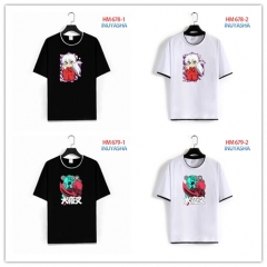 3 Style 2 Colors Inuyasha Cartoon Pattern Anime Cotton T-shirts