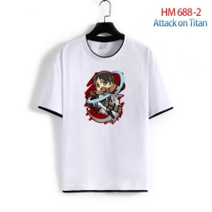 2 Style Attack on Titan Eren Cartoon Pattern Anime Cotton T-shirts