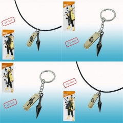 2 Styles Naruto Kunai + Konoha Turban Cosplay Anime Keychain Necklace