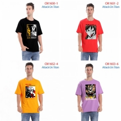 5 Styles 7 Colors Attack on Titan/Shingeki No Kyojin Cartoon Pattern Anime Cotton T-shirts
