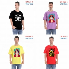 3 Styles 7 Colors One Piece Cartoon Pattern Anime Cotton T-shirts