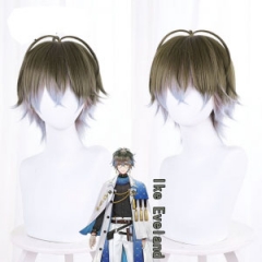 Vtuber Rainbow Club Virtual Idol Anchor Ike Eveland Mixed Brown Gradient Light Blue Upturned Cartoon Character Cosplay For Party Anime Wig