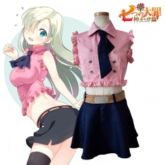 The Seven Deadly Sins Elizabeth Liones Cartoon Character Cosplay T Shirt Skirt Anime Costume Set For Adult
