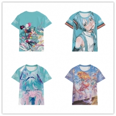 4 Styles Hatsune Miku Cartoon Pattern T-shirt Anime Short shirts