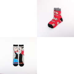 2 Styles One Size Popeye Cotton and Polyester Long Socks