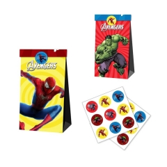 12pcs/set Marvel's The Avengers Anime Colorful Portable Paper Bag and Gift Bag with 2 Stickers