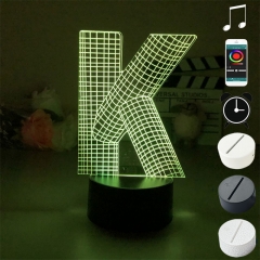 2 Different Bases Letter K Anime 3D Nightlight with Remote Control