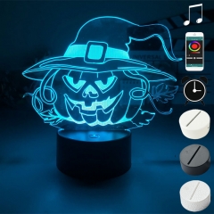 2 Different Bases Pumpkin Lantern Halloween Anime 3D Nightlight with Remote Control