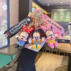 4 Styles Disney Mickey Mouse Minnie Mouse Anime PVC Figure Keychain