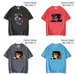 5 Styles 6 Color Demon Slayer: Kimetsu no Yaiba Ice Silk Cotton European Size Loose and Comfortable T-shirt Anime Short shirts