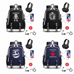 24 Styles Undertale Cosplay Anime USB Charging Laptop Backpack School Bag