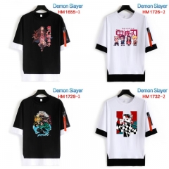 40 Styles Demon Slayer: Kimetsu no Yaiba Pure Cotton Black and White Edge Zipper T-shirt Anime Short shirts