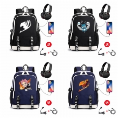 38 Styles Fairy Tail Cosplay Anime USB Charging Laptop Backpack School Bag