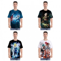 4 Styles Dragon Ball Z European Code Color Cartoon Pattern T-shirt Anime Short shirts