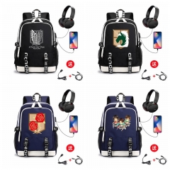32 Styles Attack on Titan/Shingeki No Kyojin Cosplay Anime USB Charging Laptop Backpack School Bag