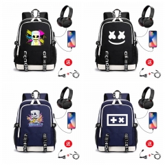 20 Styles DJ Marshmello Cosplay Anime USB Charging Laptop Backpack School Bag