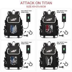 8 Styles Attack on Ti-tan/Shingeki No Kyojin Anime Cosplay Cartoon Canvas Colorful Backpack Bag With Data Line Connector