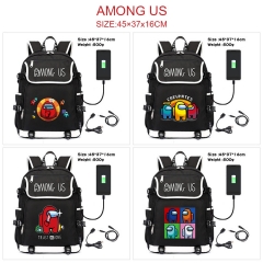 5 Styles Among Us Anime Cosplay Cartoon Canvas Colorful Backpack Bag With Data Line Connector
