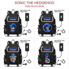 5 Styles Sonic the Hedgehog Anime Cosplay Cartoon Canvas Colorful Backpack Bag With Data Line Connector