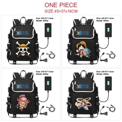 6 Styles One Piece Anime Cosplay Cartoon Canvas Colorful Backpack Bag With Data Line Connector