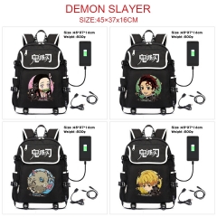 8 Styles Demon Slayer: Kimetsu no Yaiba Anime Cosplay Cartoon Canvas Colorful Backpack Bag With Data Line Connector