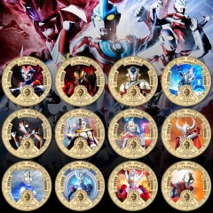 12 Styles Ultraman Anime Souvenir Coin Souvenir Badge Cartoon Stainless Steel Decoration Badge