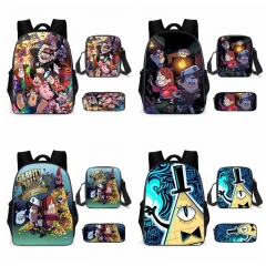 8 Styles Gravity Falls Polyester Canvas School Student Anime Backpack+Shoulder Bag+Pencil Bag(set)