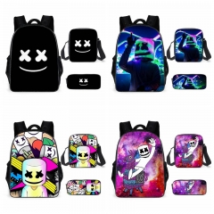 10 Styles DJ Marshmello Polyester Canvas School Student Anime Backpack+Shoulder Bag+Pencil Bag(set)