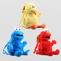 4 Styles Cute ELOM Elmo Biscuit Monster Yellow Bird Frog Plush Backpack Toy Doll Bag