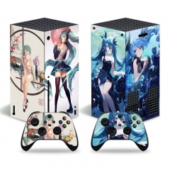 Hatsune Miku Skin Stickers Removable Cover PVC Stickers For Xbox Series X Console and 2 Controllers