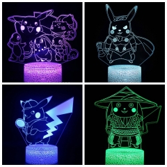 22 Styles 2 Different Bases Pokemon Anime 3D Nightlight with Remote Control