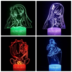 4 Styles 2 Different Bases Re: Zero/ Re:Life In A Different World From Zero Anime 3D Nightlight with Remote Control
