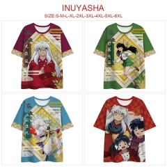 4 Styles Inuyasha Cosplay 3D Digital Print Milk Fiber Materials Anime T-shirt