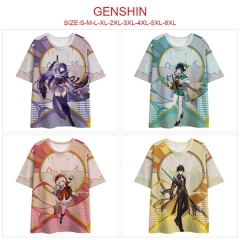 8 Styles Genshin Impact Cosplay 3D Digital Print Milk Fiber Materials Anime T-shirt