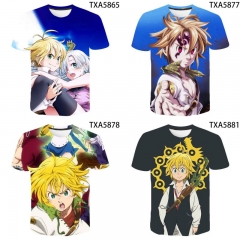 23 Styles The Seven Deadly Sins Cosplay 3D Digital Print Anime T shirt