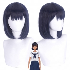 Summer Time Rendering Xiaozhou Mio Navy Blue and Shoulder Bob Short Hair Cosplay Anime Wig