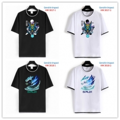 10 Style Genshin Impact Cartoon Pattern Anime Cotton T-shirts