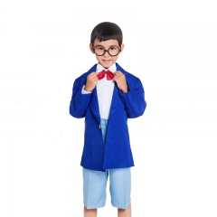 6pcs/set Detective Conan Cosplay Anime Costume Suit+Shorts+Shirt+Bowtie+Magnifying Glass+Glasses Frames Set