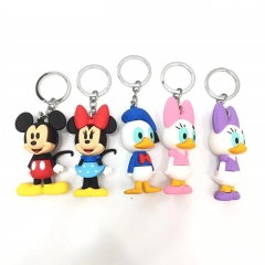 5 Styles Mickey Mouse and Donald Duck Cute Cartoon Anime Figure Keychain