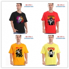 5 Style 7 Color Chainsaw Man Cartoon Pattern Anime Cotton T-shirts