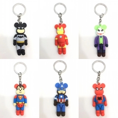 6 Styles Gloomy Bear COS Captain America/Spider Man/Joker/Batman/Iron Man/Superman Anime Figure Keychain
