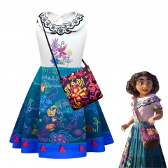 Encanto Canvas Cosplay Costume Sleeveless Dress+Bag Set For Children