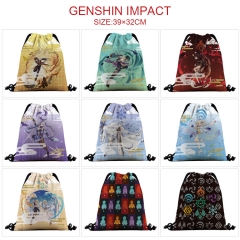 9 Styles Genshin Impact 3D Digital Print Anime Drawstring Bags